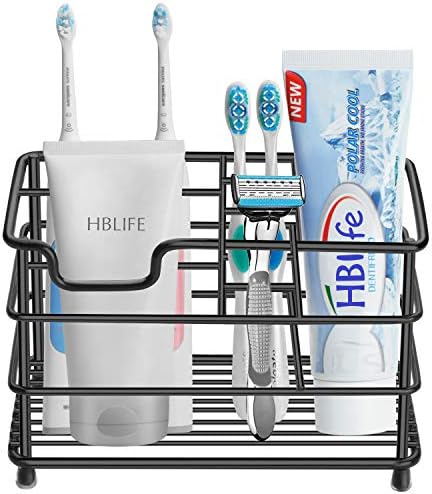 HBlife Electric Toothbrush Holder with 7 Slots - Black Stainless Steel Bathroom Organizer