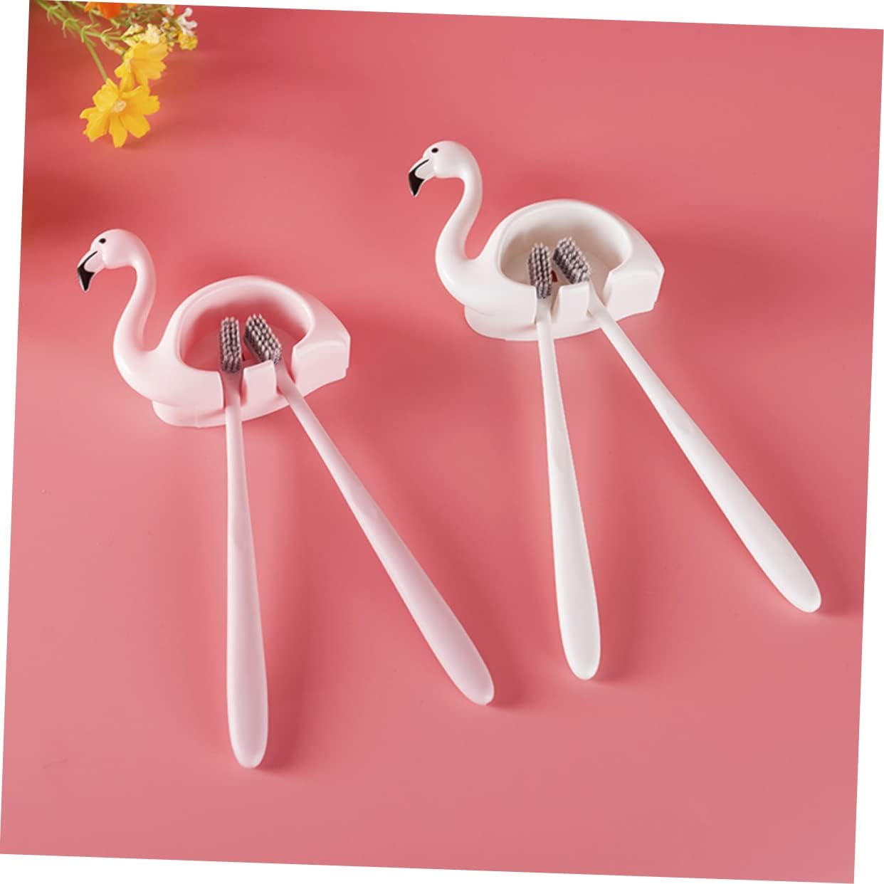 Flamingo Toothbrush Holder Wall Mount Storage Rack