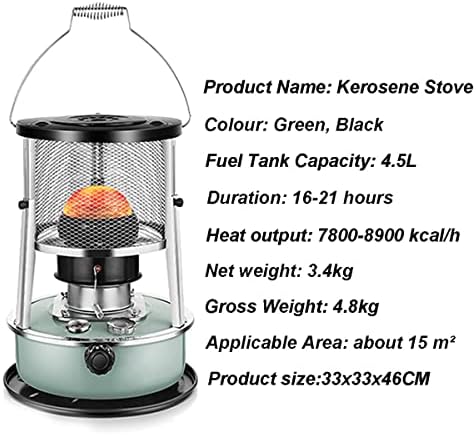 Bcofo Kerosene Heater Stainless Steel Portable Indoor Non Electric