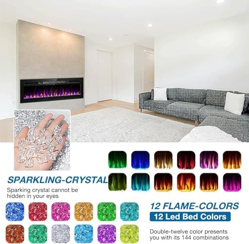 68 Inch Electric Fireplace with Timer and Remote Control