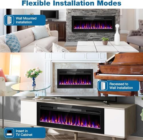 68 Inch Electric Fireplace with Timer and Remote Control