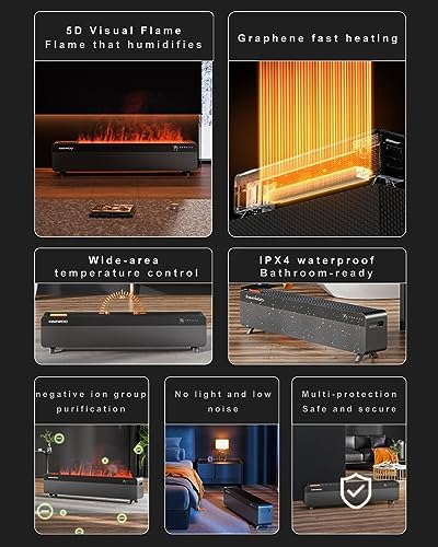 HSPLXYT Baseboard Heater with Humidifier and 5D Flame