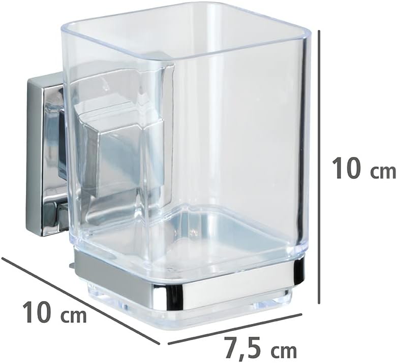 Wenko Quadro Toothbrush Holder with Vacuum-Loc SilverTransparent