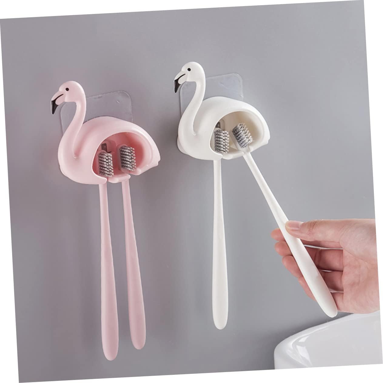 Flamingo Toothbrush Holder Wall Mount Storage Rack
