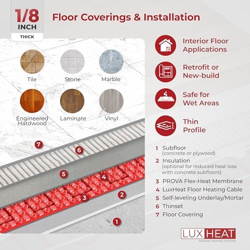 LuxHeat 150sqft Electric Floor Heating System with WiFi Thermostat