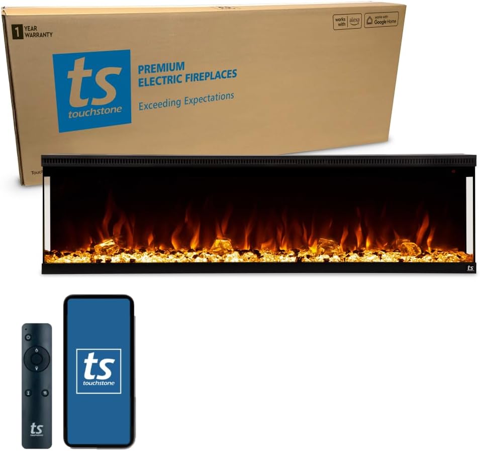 Touchstone Infinity 3-Sided Electric Fireplace - Black 72 WiFi Enabled