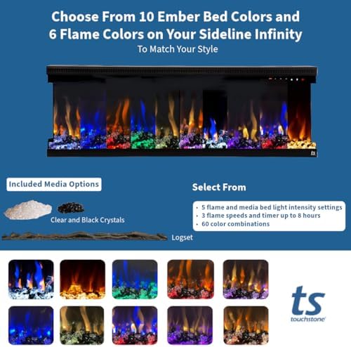 Touchstone Infinity 3-Sided Electric Fireplace - Black 72 WiFi Enabled