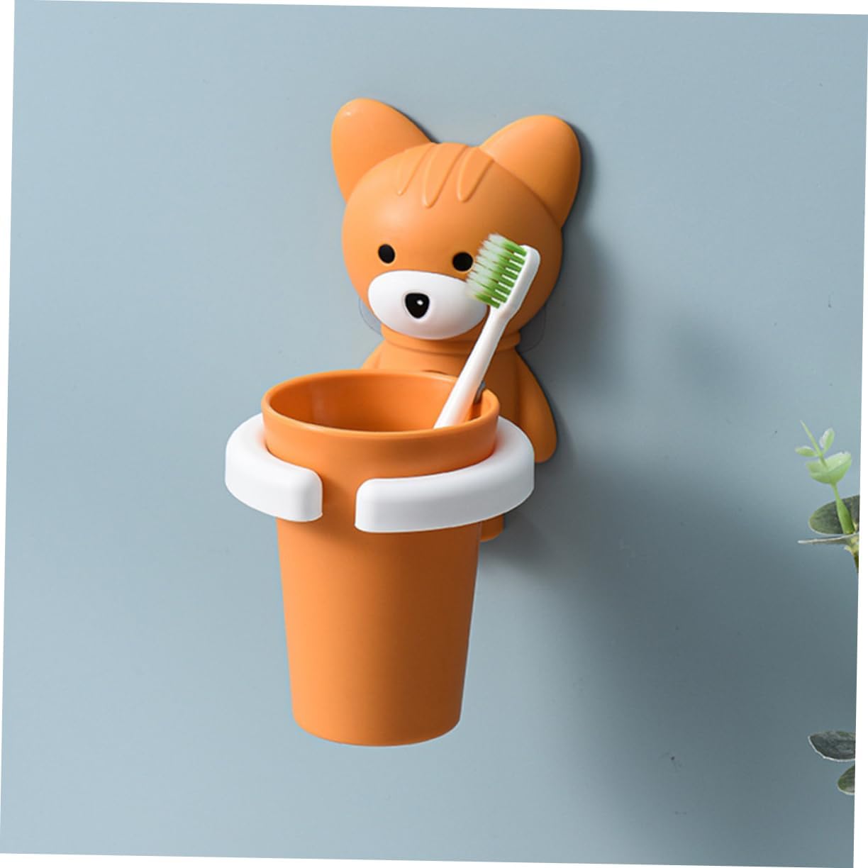 PACKOVE Wall-Mount Cartoon Toothbrush Holder Organizer