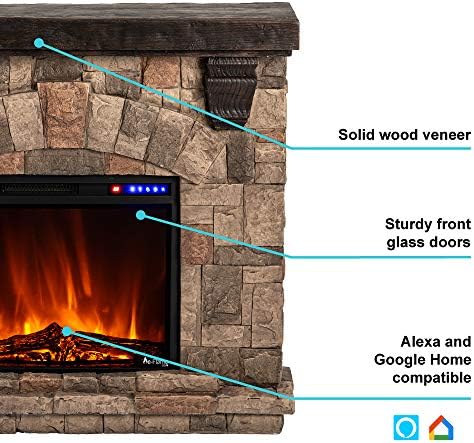 Kodiak LED Electric Fireplace Stove - Remote Control - 3D Log Fire