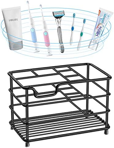HBlife Electric Toothbrush Holder with 7 Slots - Black Stainless Steel Bathroom Organizer