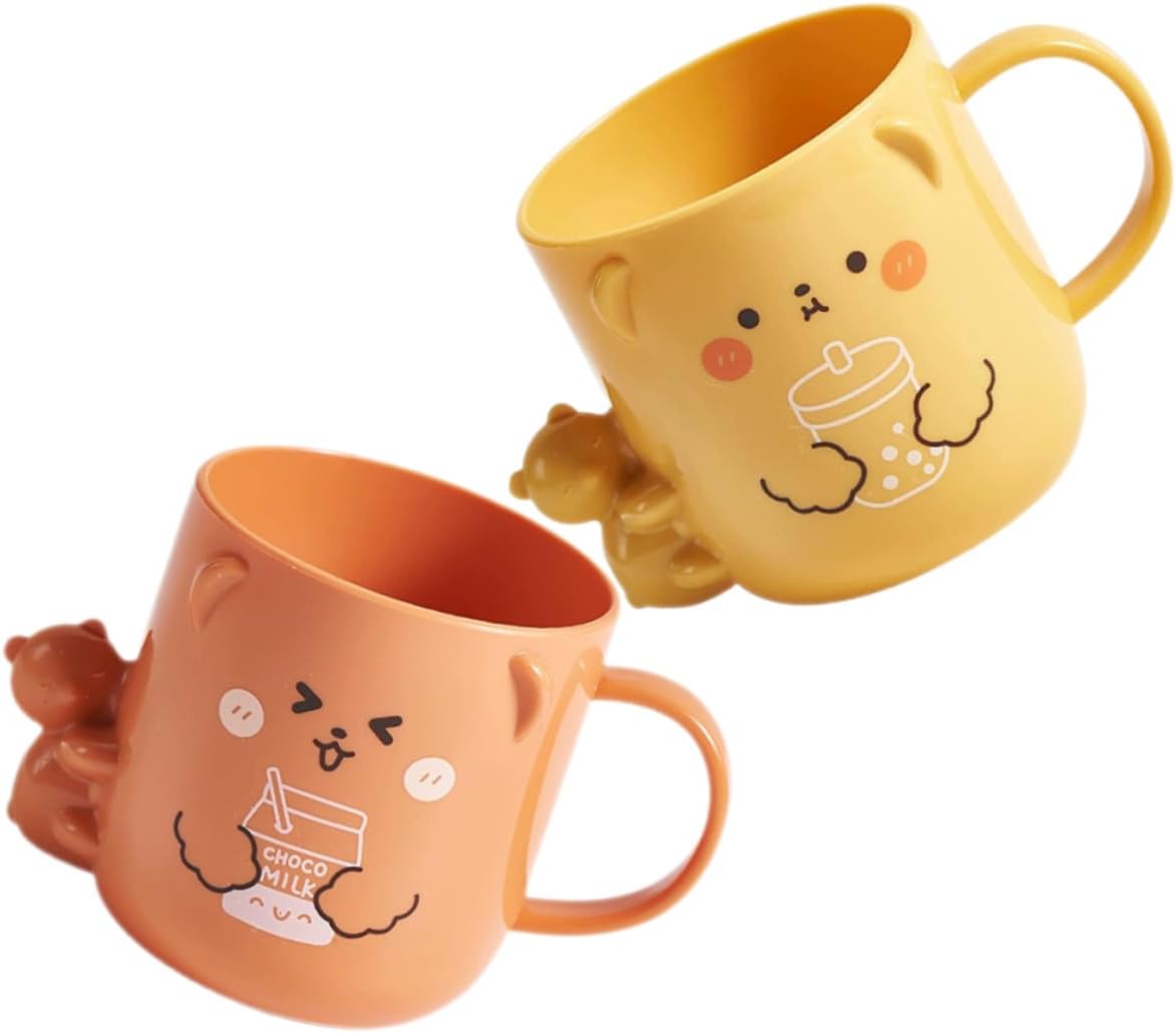 Cabilock Cartoon Toothbrush Cup with Bear Design 2Pcs