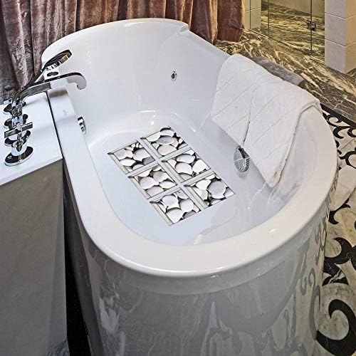 AILEGOU 3D Non-Slip Bathtub Stickers with 6 Pieces Pebbles-A04