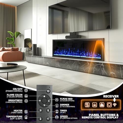 Kucreiheat 50 Inch Electric Fireplace with Remote Control