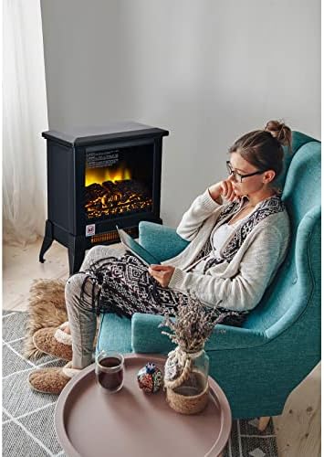 Tangkula 18 Inches Electric Fireplace Stove with Realistic Flame Effect