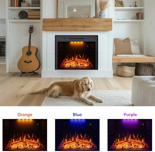 Valuxhome Electric Fireplace with Fire Crackling Sound and Overheating Protection