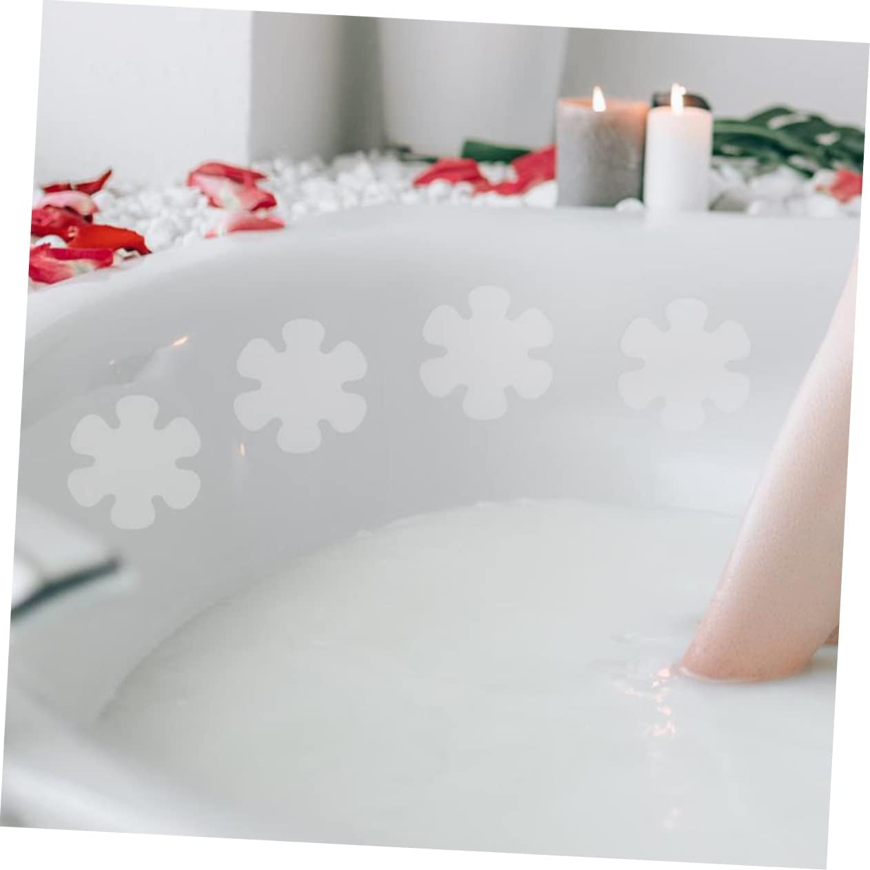 BUGUUYO 12PCS Flower Non-Slip Stickers for Bathroom Kitchen