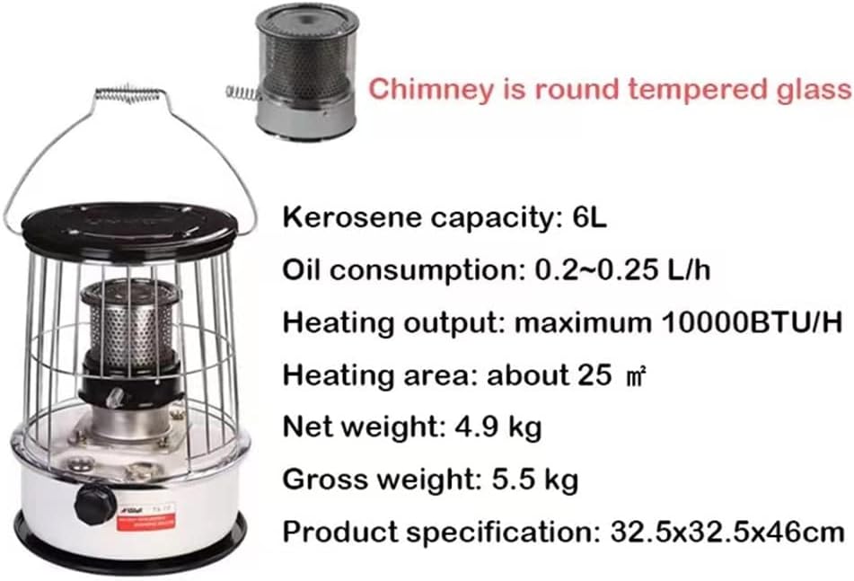 WEBUP 6L Kerosene Heater with Stove Bag and Glass Burner