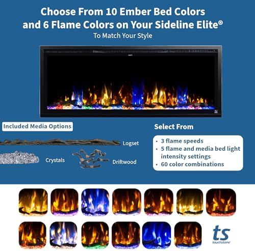 Touchstone Sideline Elite 50 Smart Electric Fireplace with Mantel 1