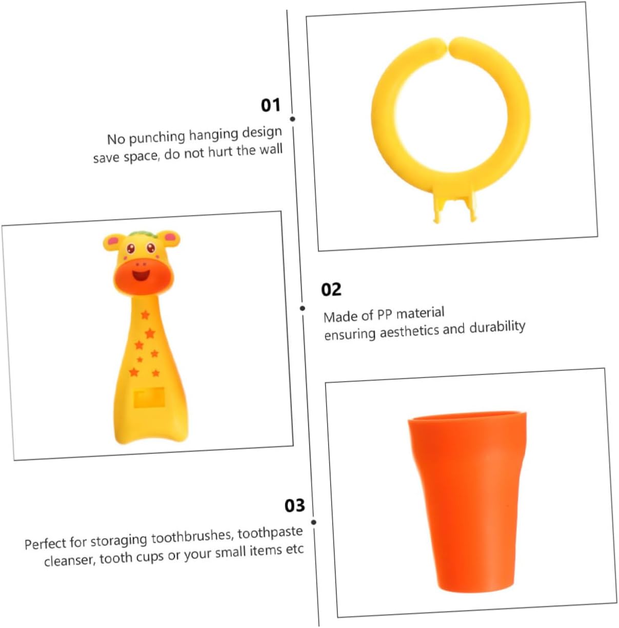 2 Sets Cartoon Animal Toothbrush Holder for Bathroom