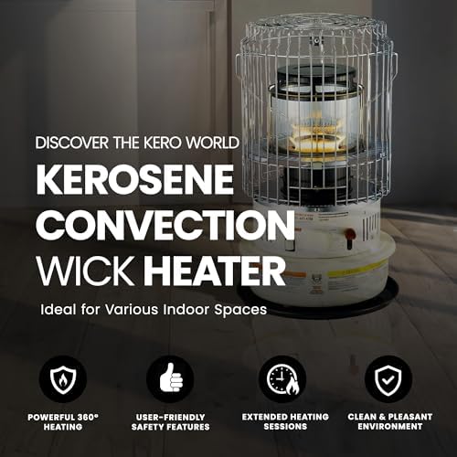 Kero World Kerosene Heater with Chimney Compact and Portable White