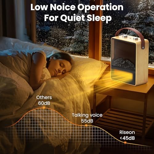 Riseon Electric Fireplace Heater with 3D LED Flame