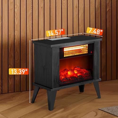 ROVSUN Electric Fireplace Stove 15W Realistic Flame Adjustable Heating