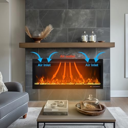 Oxhark Flame 60 Inch Smart Electric Fireplace with Remote Control and 1500W Heater