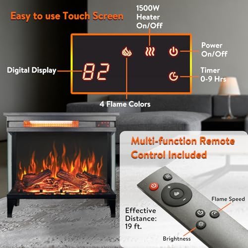 Doredo 3-Sided Electric Fireplace with Remote Control 1