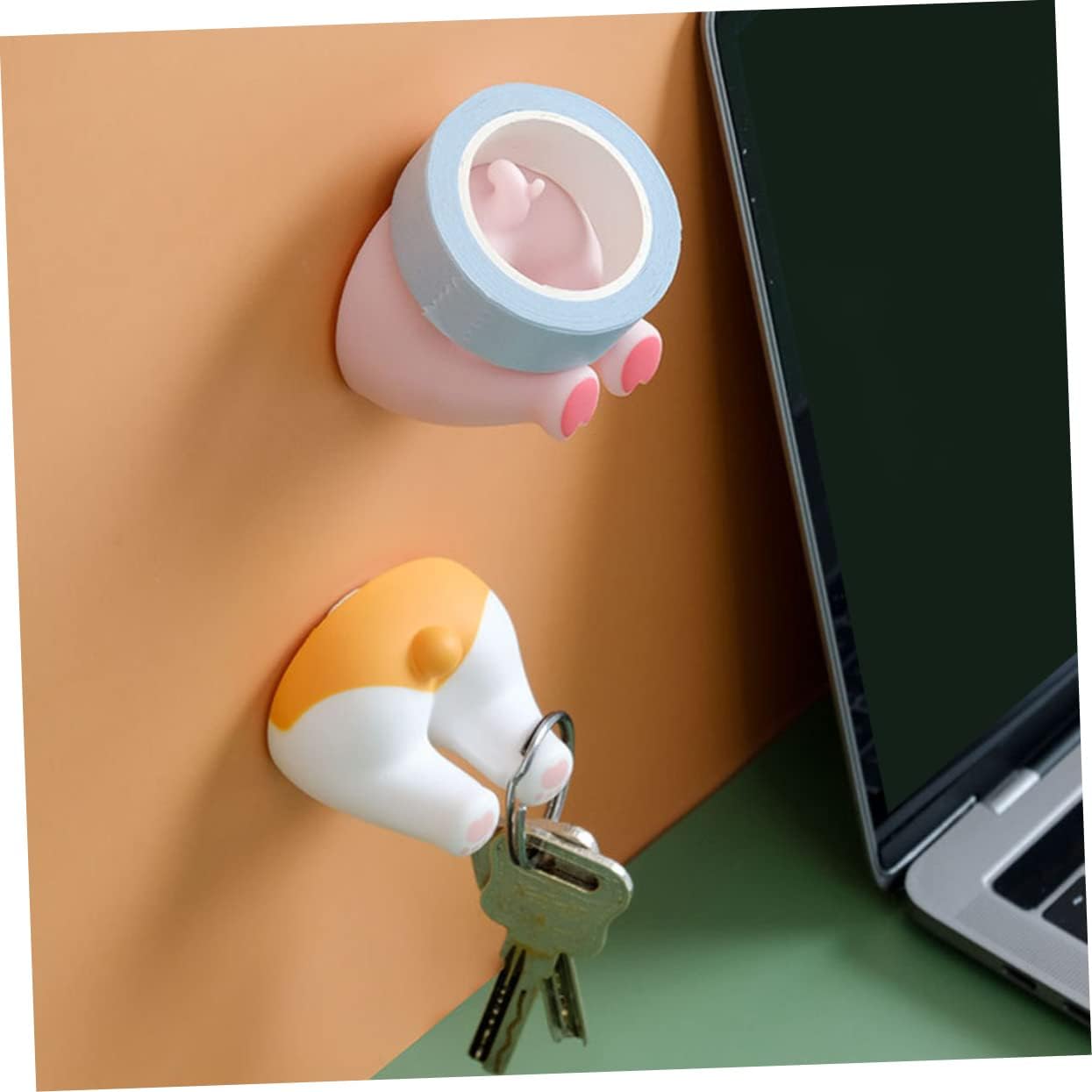 LIFKOME Animal Tail Wall Hooks 2pcs Toothbrush Holders Self-Adhesive