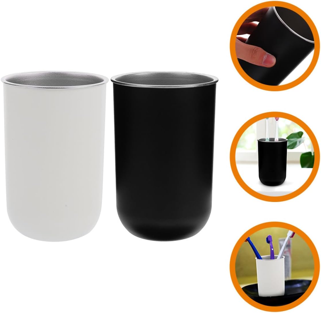 2pcs Unbreakable Toothbrush Holder Cups with Chic Design