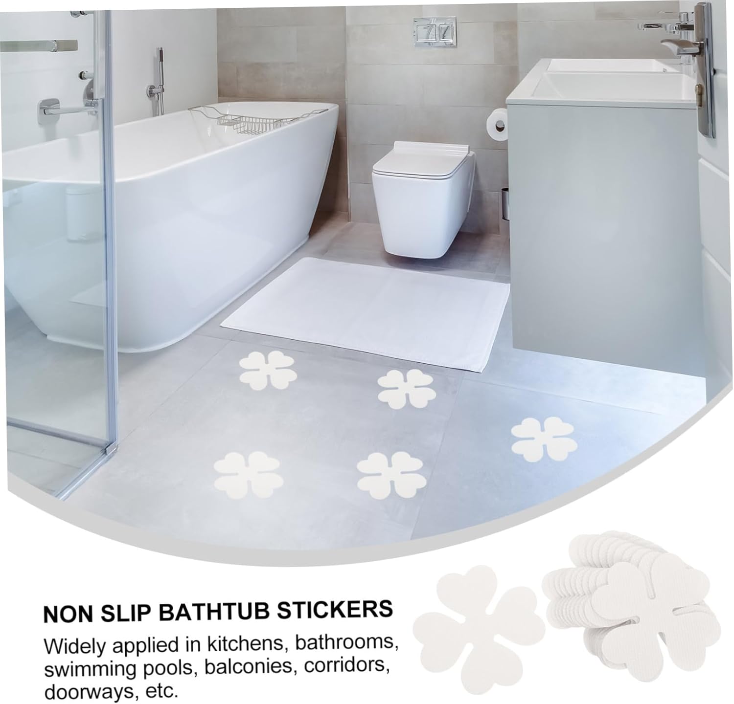 Zerodeko 12pcs Floral Non-Slip Bathtub Stickers