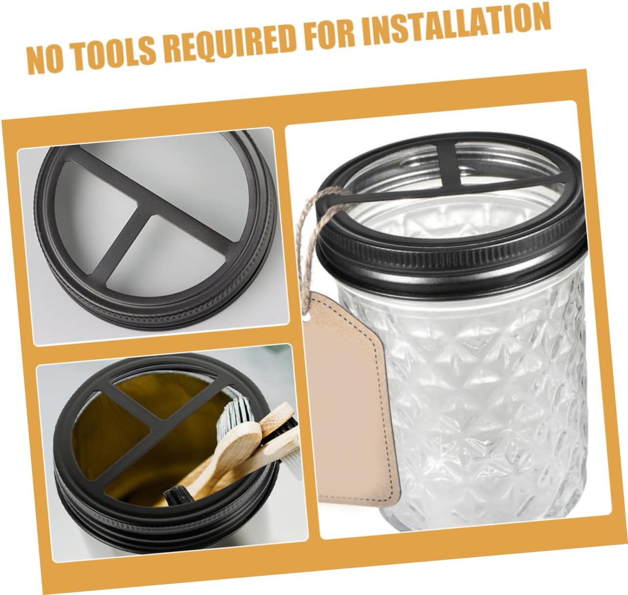 Luxshiny 4PCS Stainless Steel Jar Lids for Bathroom