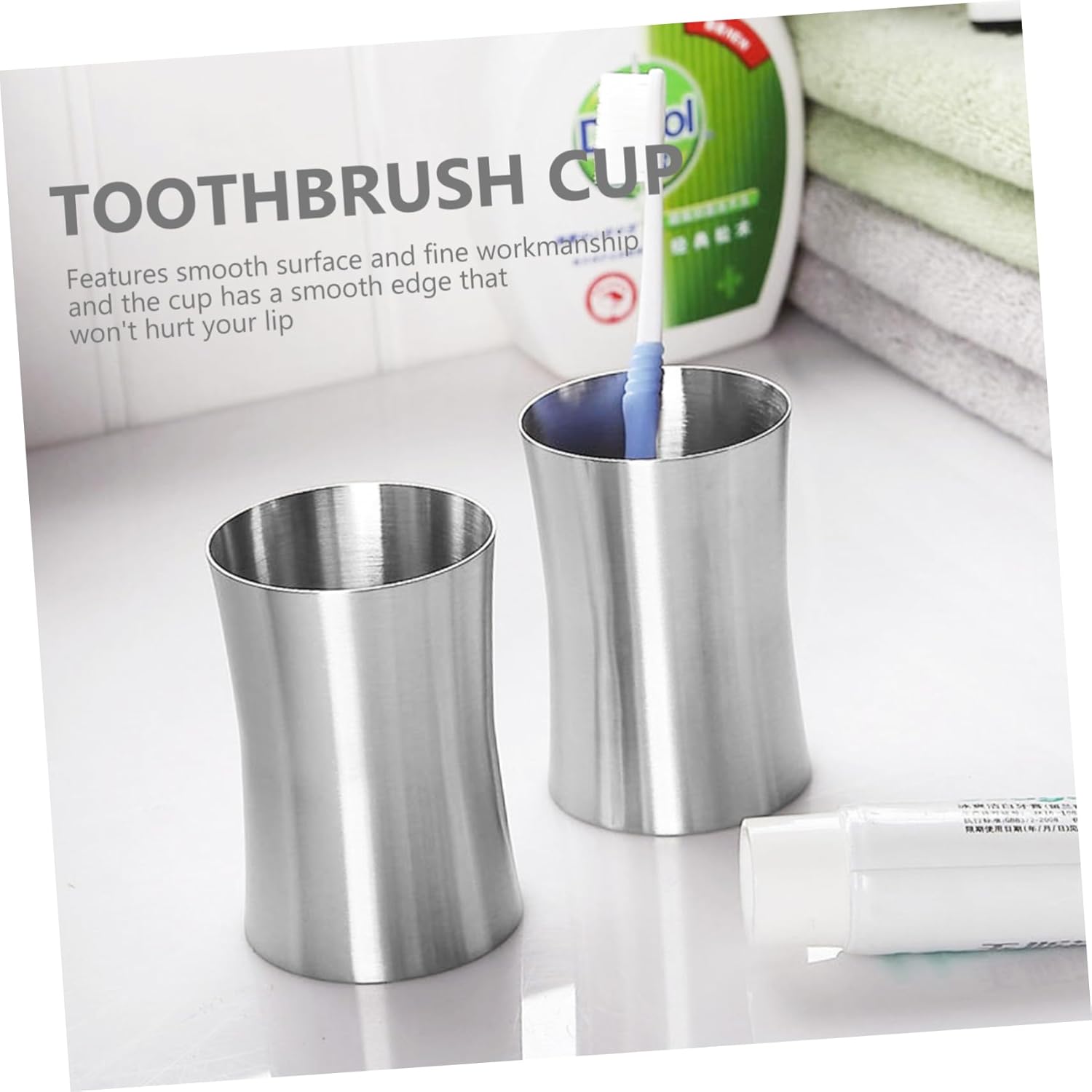 Stainless Steel Reusable Bathroom Toothbrush Holder Cup