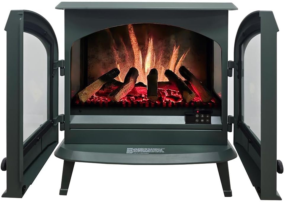 Modern Ember Harlowe Electric Fireplace in Hunter Green