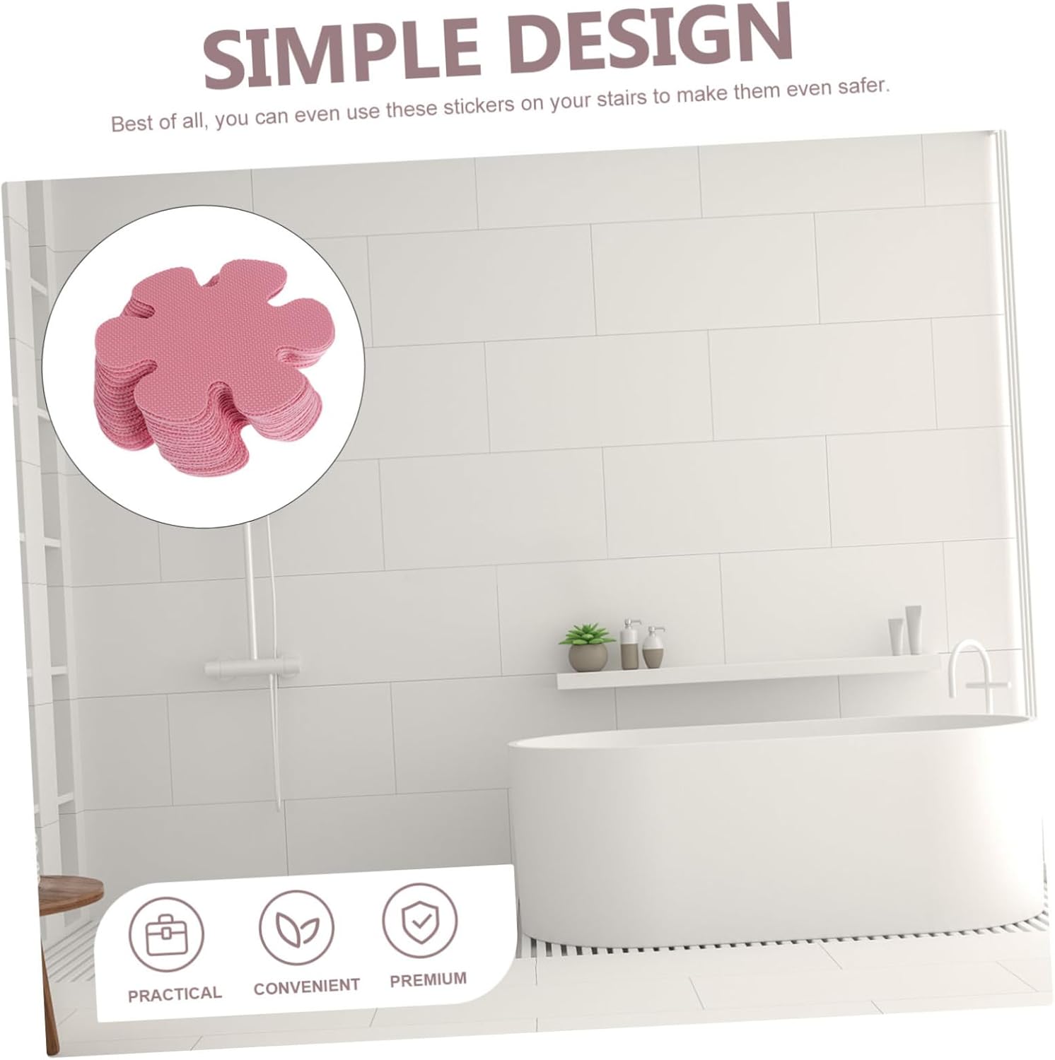 PRETYZOOM 20pcs Flower Shape Non-Slip Bathtub Decals