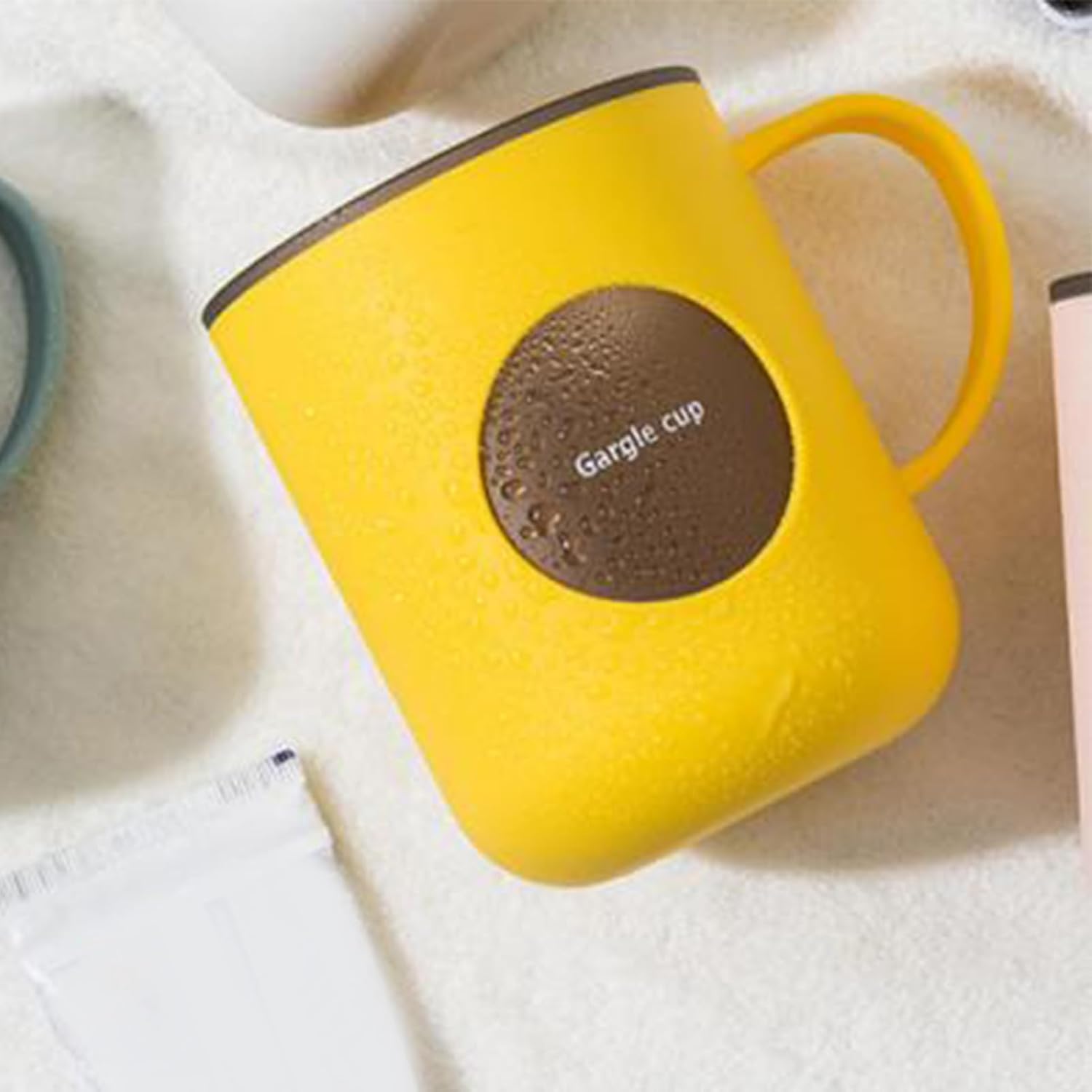 HERCHR Bathroom Tumbler Cup with Handle Yellow