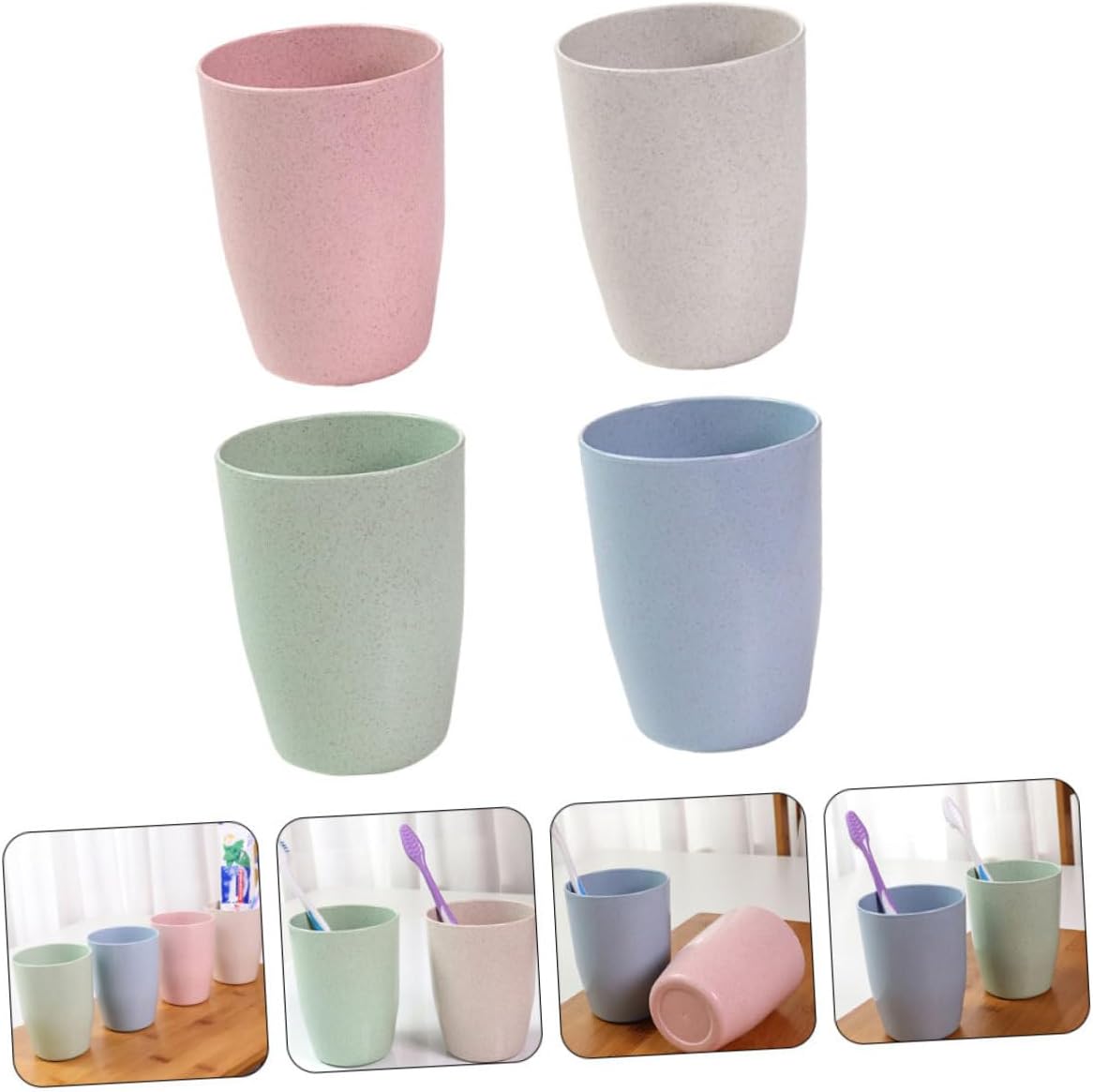 OHPHCALL Mouth Wash Cups 4 Pack Straw Tumbler for Bathroom