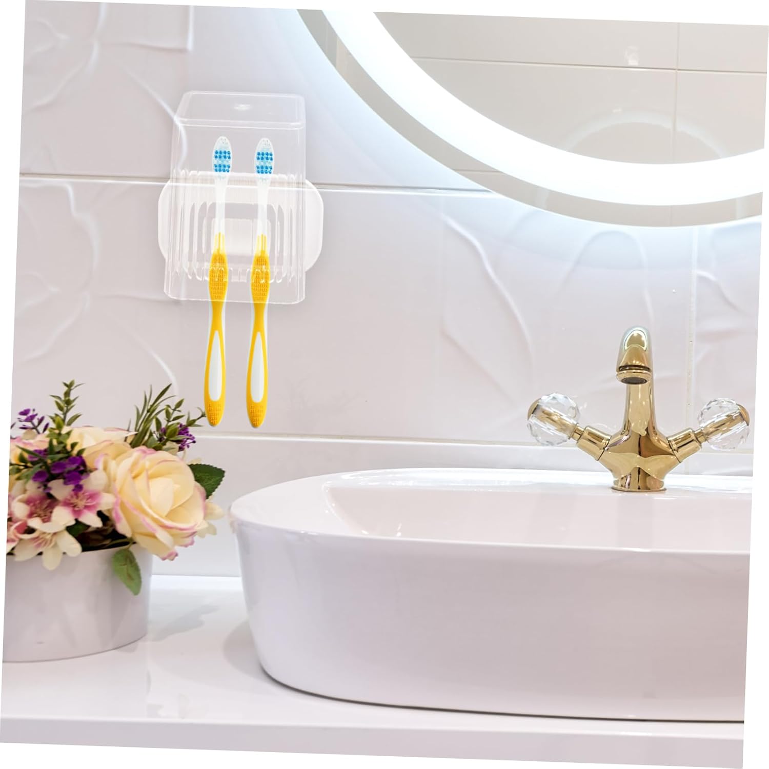 Alipis Wall Mounted Toothbrush Holder with Tumbler 1