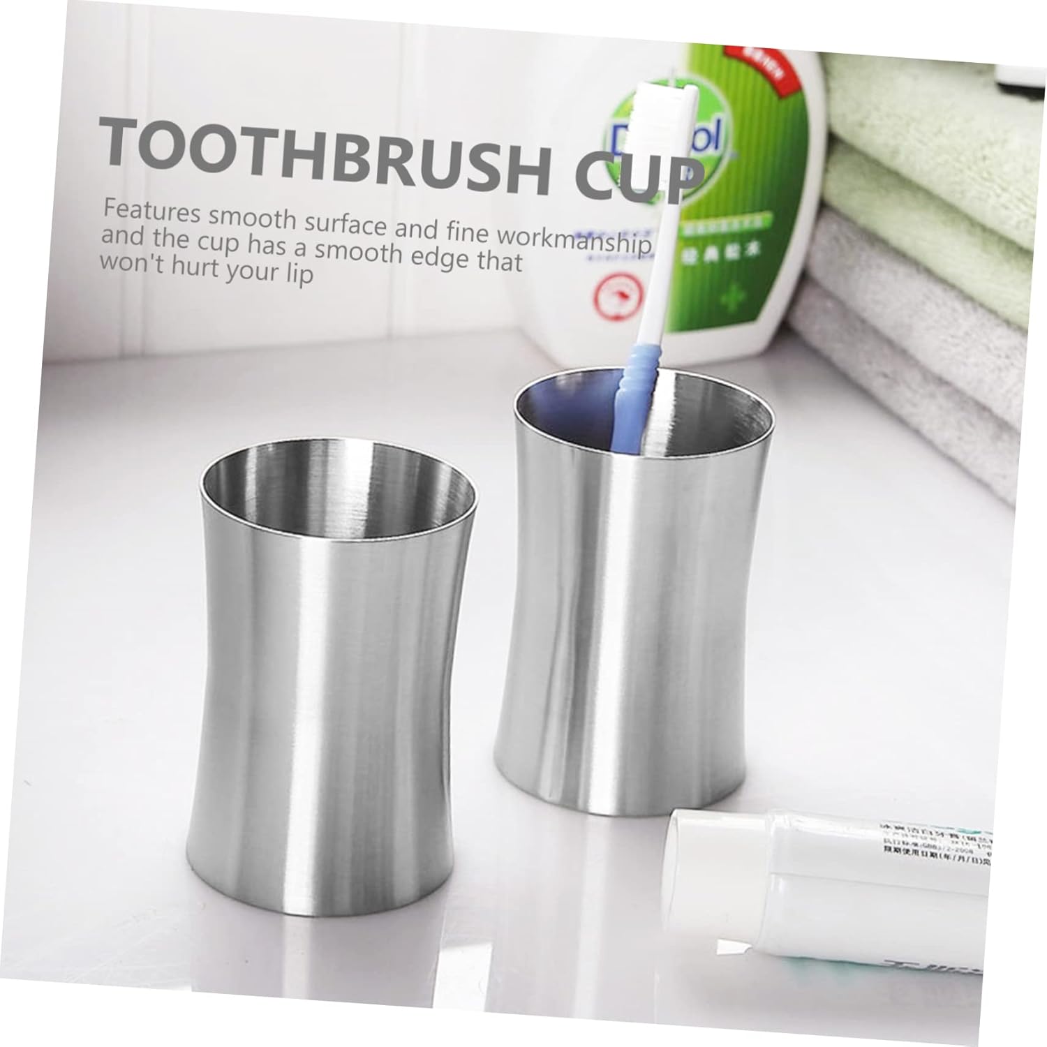 Cabilock Reusable Toothbrush Holder Stainless Steel Cup