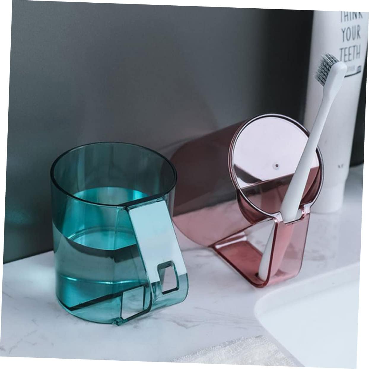 Zerodeko 2Pcs Reusable Toothbrush Cup with Non-Slip Handle