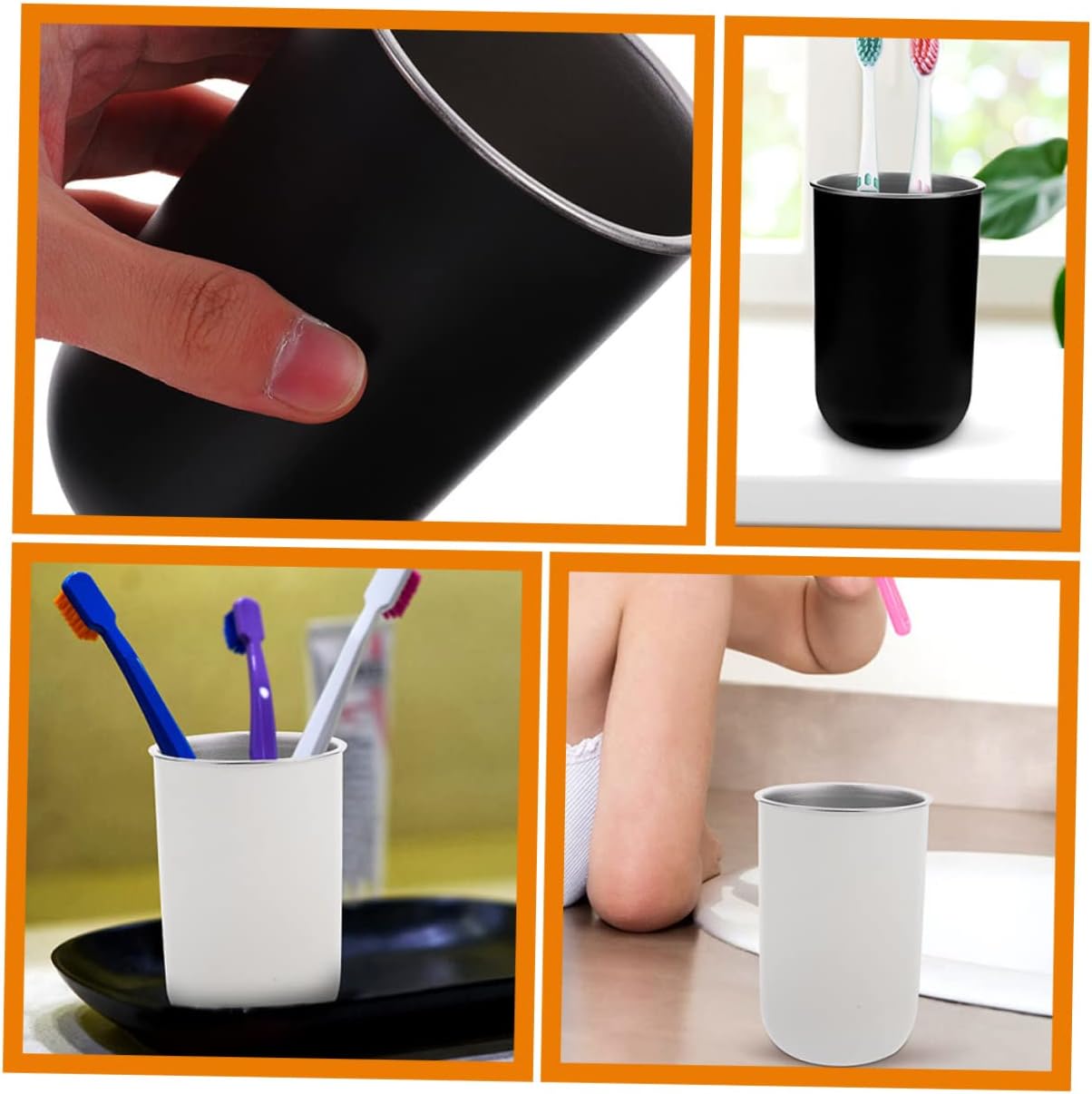 Healifty 2PCS Reusable Toothbrush Mugs