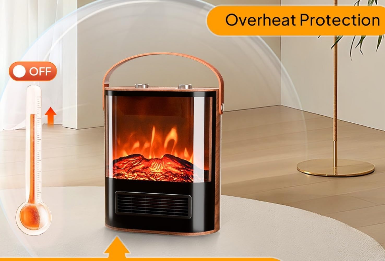 ROVSUN 1500W Electric Fireplace with Realistic Flame 16H Portable Heater