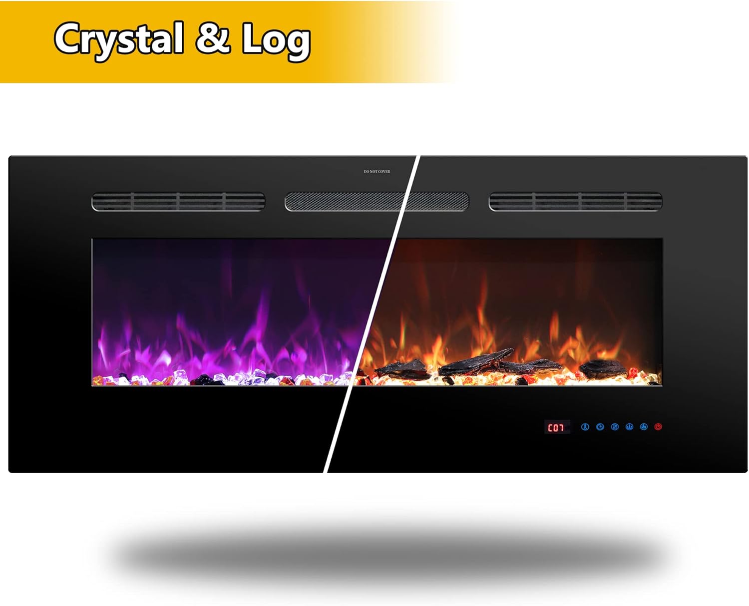 Rodalflame 72 Inches Electric Fireplace Insert with Remote Control