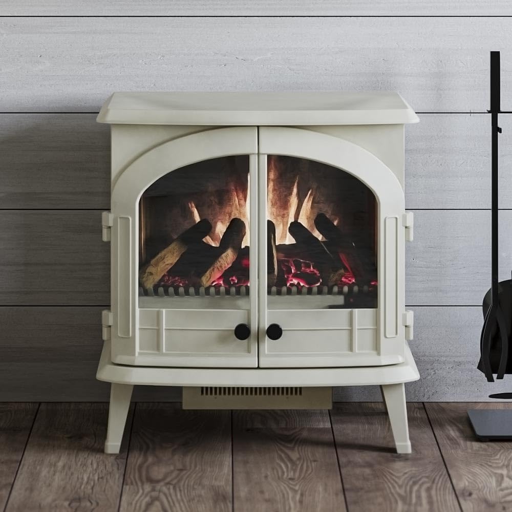 Modern Ember Harlowe Electric Fireplace in Cream