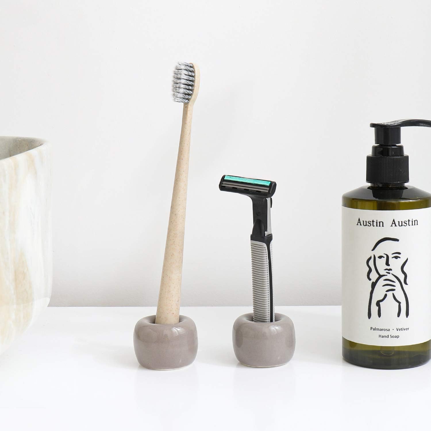 Airmoon Mini Ceramic Toothbrush Holder Stand Pack of 2