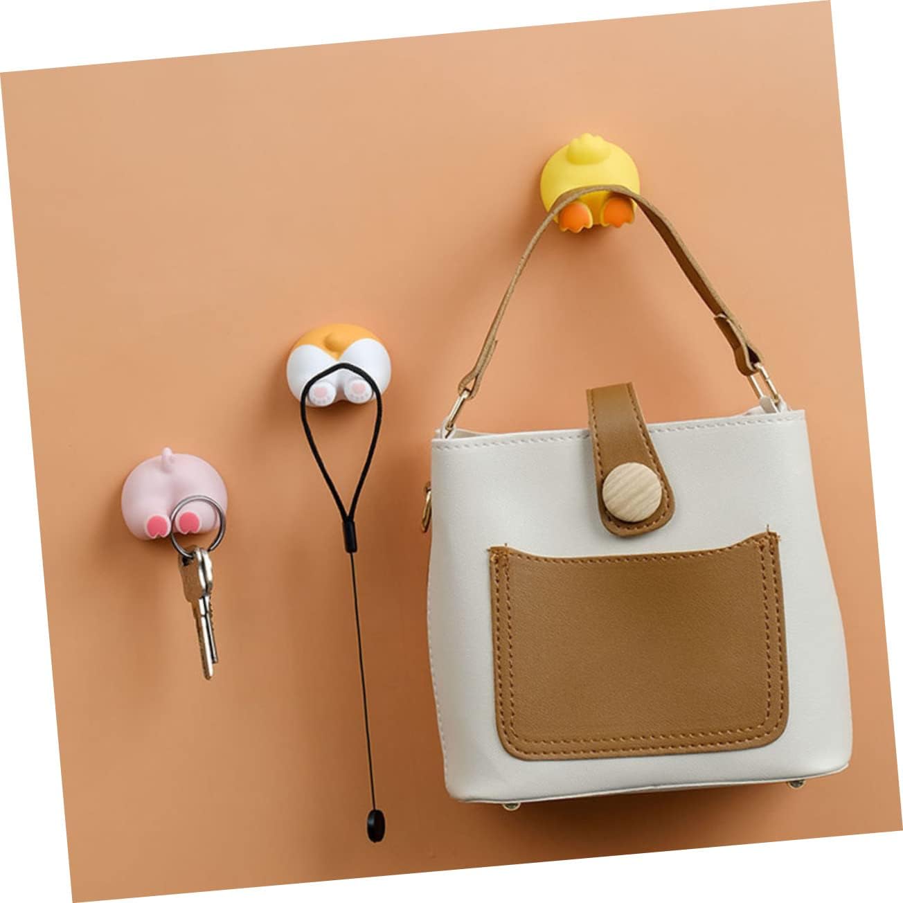 2pcs Cartoon Animal Butt Hooks Self-Adhesive Wall Decor