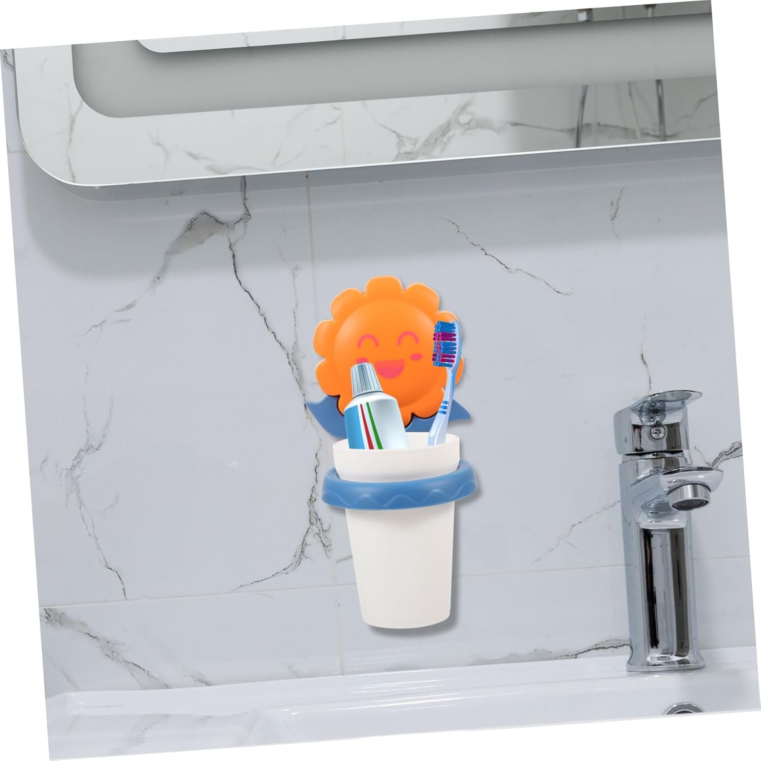 LIFKOME Cartoon Toothbrush Cup Rack Wall-Mounted Organizer 1