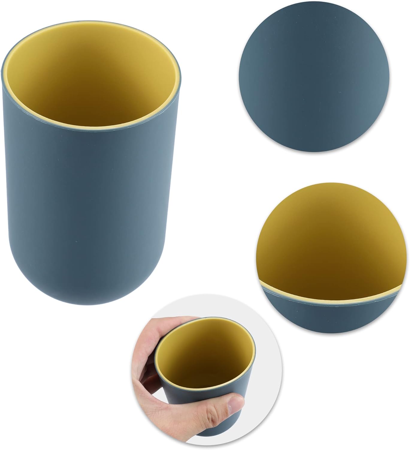 VOCOSTE 2Pcs Bathroom Toothbrush Cups Deep Blue Pink
