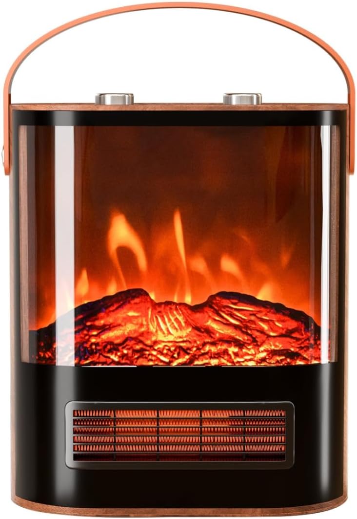 ROVSUN 1500W Electric Fireplace with Realistic Flame 16H Portable Heater