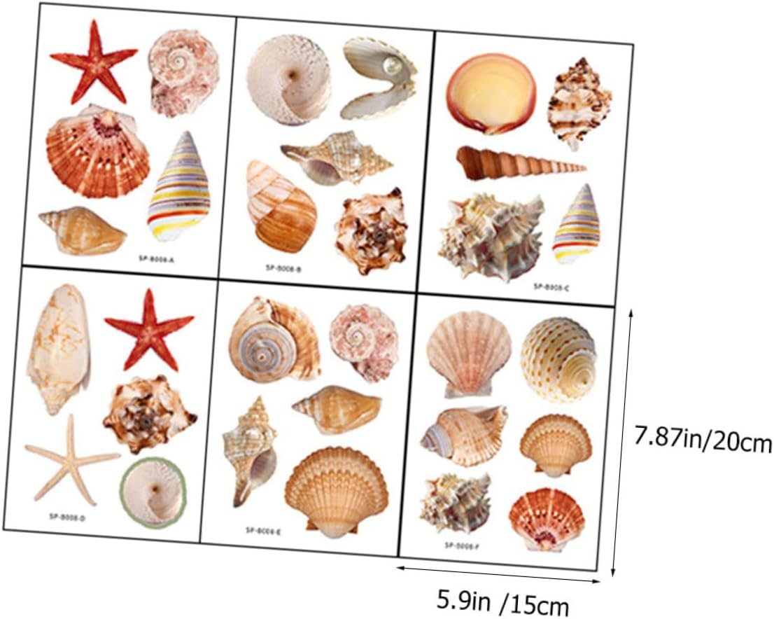 LIFKOME 6 Sheets Seashell Bathtub Decals Non Slip